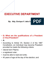 Executive Department: By: Atty. Enrique V. Dela Cruz, JR