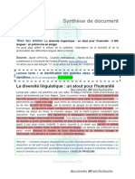 Synthèse de Document: La Diversité Linguistique: Un Atout Pour L'humanité