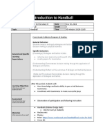 Introduction To Handball: Teacher Name Date Subject Area Grade Topic Time