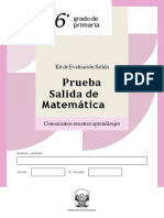 Prueba Salida Matematica 6to Grado 2022