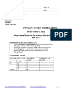 Physics Questions 2 2022 - Kcse Mocks - Pangani Girls