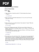 Answers To Density Problems Density Mass