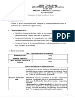 PRÁCTICA 7: "Método de Purificación: Recristalización": Espol - FCNM - Dcqa Laboratorio de Química Orgánica PAO Il 2022