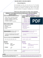 Discurso Direto e Indireto - Ficha Informativa e de Trabalho