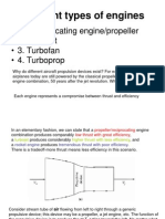 Different Types of Engines: - 1. Reciprocating Engine/propeller - 2. Turbojet - 3. Turbofan - 4. Turboprop