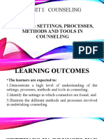 Diass Unit I, Lesson 4 - Settings, Processes, Methods and Tools in Counseling