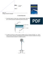 3 Lista de Exercícios - Estática - 2022.2