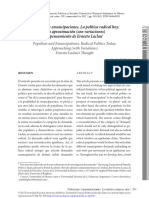 Populismo y Emancipaciones. La Política Radical Hoy. Una Aproximación (Con Variaciones) Al Pensamiento de Ernesto Laclau