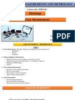 MMM Lecture - Unit 5 - Metrology - Gear Measurement