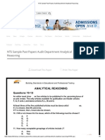 NTS Sample Past Papers Audit Department Analytical Reasoning