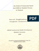 Research On The Needs of Community Based Rehabilitation (CBR) For Disabled Persons in Thailand