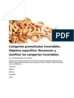 Categorías Gramaticales Invariables.