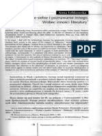 Poznawanie Siebie I Poznawanie Innego. Wobec Inności Literatury. - Anna Łebkowska