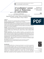 Predictors of Academics' Career Advancement at Malaysian Private Universities