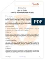 Class 11 Physics Revision Notes - Mechanical Properties of Solids