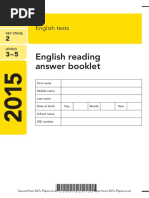 ks2 English 2015 Reading Answer Booklet