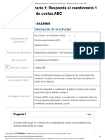 Examen AAB02 Cuestionario 1 Responda El Cuestionario 1 Del Tema Sistema de Costos ABC PDF