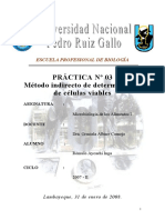 Microbiologia de Alimentos Practica #03 Metodo Indirecto de Determinacion de Celulas Viables