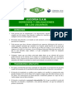 Derechos Y Obligaciones de Los Usuarios: Aucorsa S.A.M