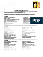 Student Supply List 2011