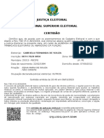 Justiça Eleitoral Tribunal Superior Eleitoral Certidão: Qyjj.U3Dq - Qv+P.5Enm