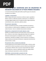 Perfil de Egreso Educación Secundaria NME