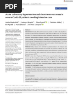 Acute Pulmonary Hypertension and Short Term Outcomes in Severe Covid 19