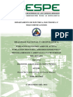 Sotalin Francisco Ensayo Población Económicamente Activa Población Montubia Afrodescendientes y Mestiza Riesgos y Amenazas A La Seguridad Del Estado