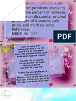 MATH 6 WEEK 5 DAY 1 Word Problems Involving Finding The Percent of Increase Decrease On Discounts, Original Price, Rate of Discount, Sale Price, and Mark Up Price