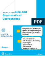 Oral Communication - Unit 11 - Lesson 4 - Word Choice and Grammatical Correctness