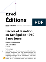 L'École Et La Nation - L'École Et La Nation Au Sénégal de 1960 À Nos Jours - EnS Éditions