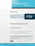 Comunidad Societal. Inclusión, Exclusión en Parsons