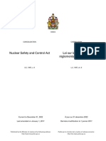 Nuclear Safety and Control Act Loi Sur La Sûreté Et La Réglementation Nucléaires