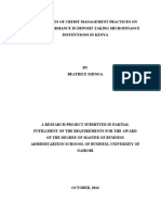 Njenga Beatrice - The Effects of Credit Management Practices On Loan Performance in Deposit Taking Microfinance Institutions in Kenya