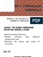 Chapter 1 Curriculum Essentials (Module 2 The Teacher As A Knower of Curriculum)