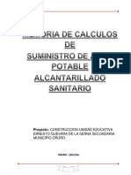 Memoria de Calculo Agua Potable, Sanitario y Pluvial Ernesto Guevara de La Serna Secundaria