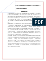 Tipos de Agregados y Tipos de Cemento