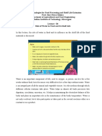 Lec4 Role of Water in Food and Its Shelf Life