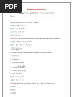 EXERCÍCIOS - Função Quadrática e Equação Exponencial