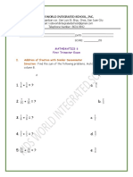 Mathematics 6 1st Trimester Exam