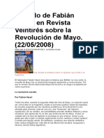 Artículo de Fabián Harari en Revista Veintirés Sobre La Revolución de Mayo