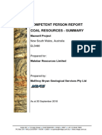 Competent Person Report Maxwell Coal Resource EL5460 McElroy Bryan Geological Services 30.9.2018 Summary Geologically Report