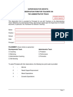 Observation Form For Teachers On Administrative Track (Fillable)