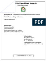 Jatiya Kabi Kazi Nazrul Islam University: Assignment On: Comparison Between Course Name: Course Code