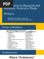 Group 3 - Introduction To Research and Statistics (Parts of A Thesis)