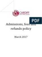 Admissions Fees and Refunds Policy