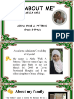 Aisha Wadi A. Paterno Grade 8 Urtula ABOUT ME