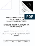 Brevet Professionnel Installation EN Telecommunications Epreuve Technologique ET Scientifique