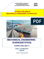 Mechanical Engineering Sciencestatics National Diploma in Mechanical Engineering Technology