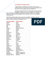 American and British Vocabulary and Word Choice: General American or Received Pronunciation